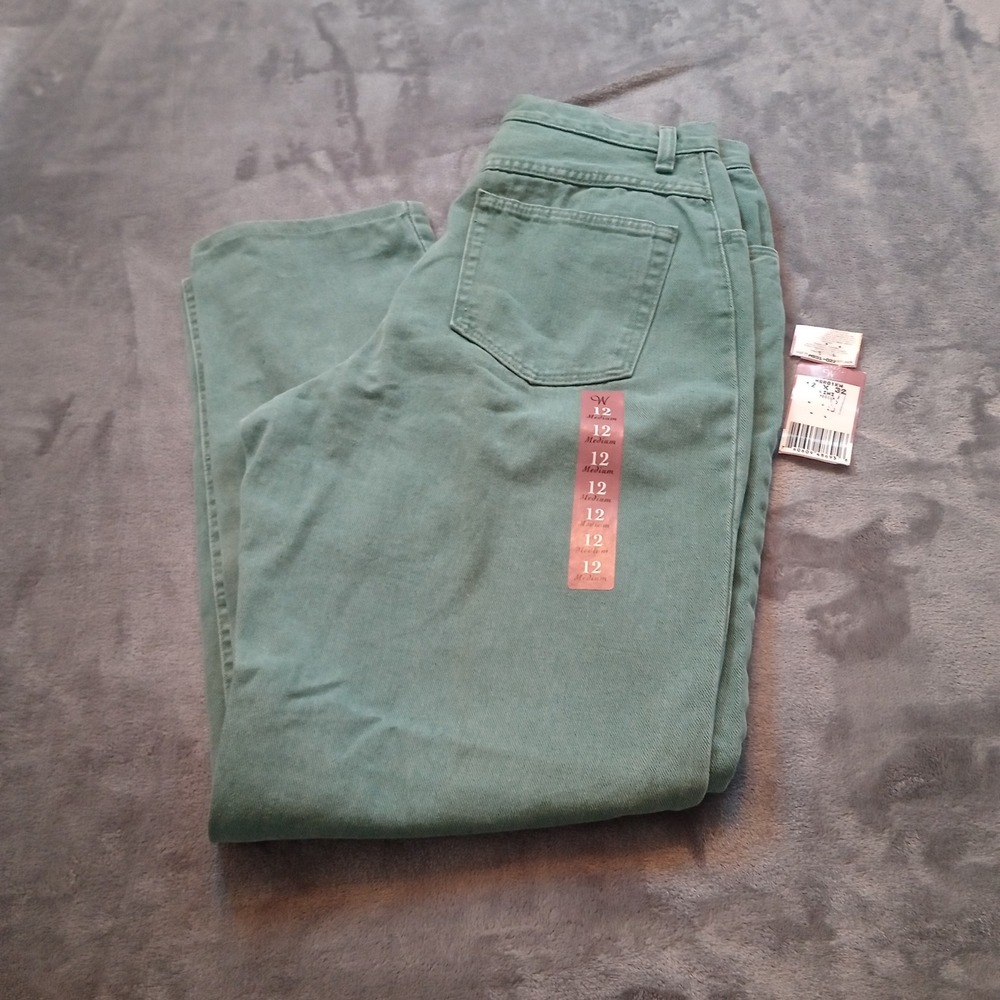 Wrangler Jeans Women‎ 12 Kiwi Green High Rise Straight Leg USA Made Western VTG